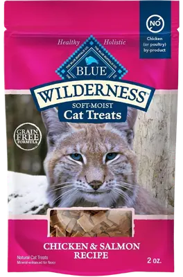 BLUE Wilderness Chicken & Salmon soft-moist cat treats package