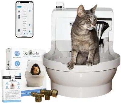 CatGenie A.I. self-flushing litter box with reusable granules