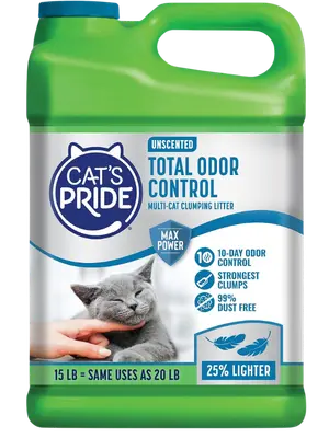 Cat’s Pride Max Power Total Odor Control unscented cat litter jug