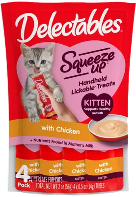 Delectables Squeeze Up Complete and Balanced Chicken kitten treat 4-pack
