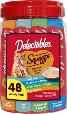 Delectables Squeeze Up variety pack with creamy cat treat tubes
