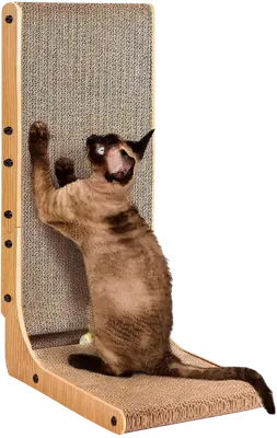 EHEYCIGA L-shaped cardboard cat scratcher with vertical and horizontal surfaces