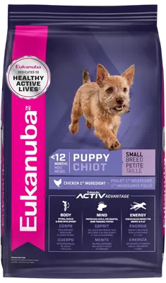 Eukanuba Puppy Small Breed dry dog food bag