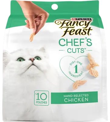 Fancy Feast Chef’s Cuts Real Chicken soft cat treats package