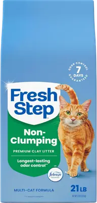 Blue bag of Fresh Step premium non-clumping clay cat litter