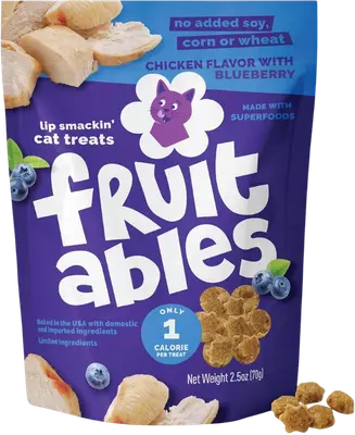 Fruitables Chicken & Blueberry crunchy cat treats bag