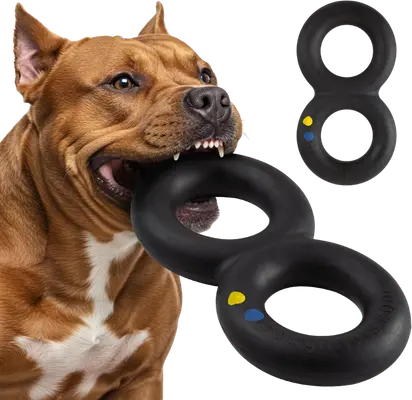 Black double-loop Goughnuts rubber tug toy