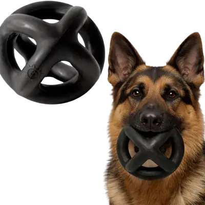 Black Monster K9 rubber ring ball dog toy