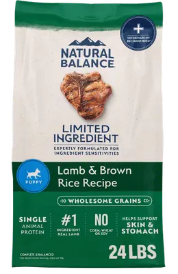 Natural Balance Limited Ingredient Lamb and Brown Rice puppy food bag