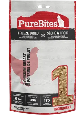 PureBites freeze-dried chicken breast cat treats bag