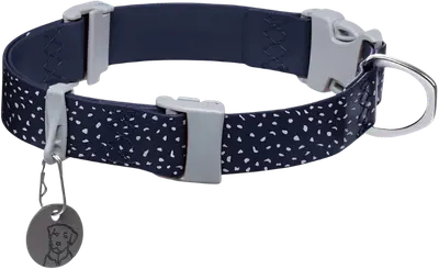 Ruffwear Confluence waterproof dog collar with TPU-coated webbing, a quick-release buckle, reflective details, and separate tag attachment.
