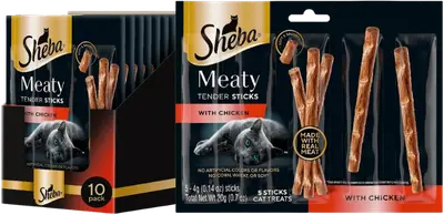 SHEBA Meaty Tender Sticks chicken soft cat treats package