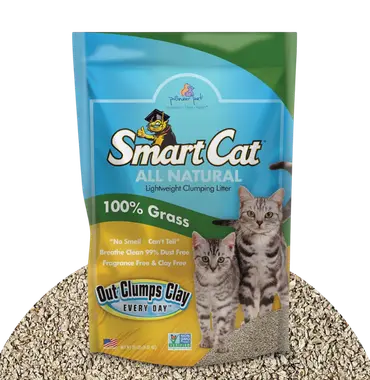 SmartCat All Natural Clumping Grass Cat Litter bag for cats that dislike pellets