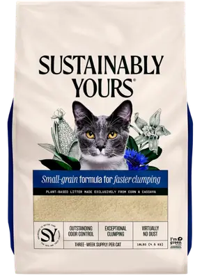 Sustainably Yours Small-Grain corn and cassava clumping cat litter bag