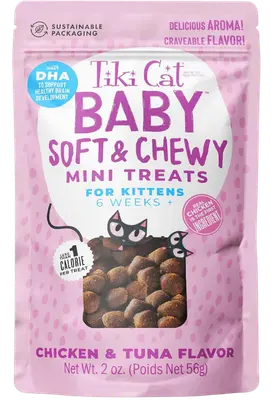 Tiki Cat Baby Chicken and Tuna soft chewy kitten treats bag