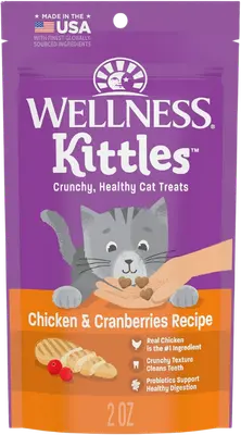 Wellness Kittles Chicken & Cranberries crunchy cat treats bag