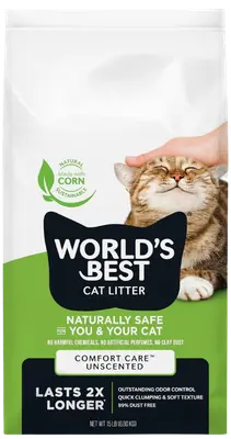 World’s Best Comfort Care Unscented clumping corn cat litter bag