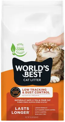 World’s Best Low Tracking and Dust Control unscented corn cat litter bag
