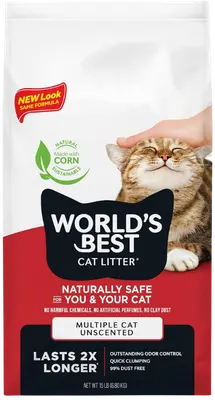 World’s Best Multi-Cat Unscented corn clumping cat litter bag