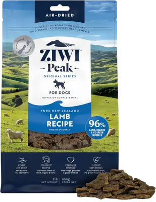 ZIWI Peak Original Air-Dried Lamb dog food bag with air-dried pieces