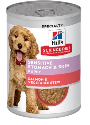 Hill’s Science Diet Puppy Sensitive Stomach & Skin Salmon & Vegetable Stew can