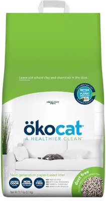 ökocat Dust Free unscented non-clumping paper pellet cat litter bag