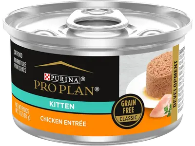 Purina Pro Plan Development Chicken Entrée kitten food cans